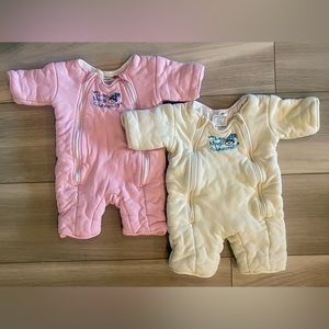 Large Merlin Magic Sleepsuits (bundle of 2 - Pink & Cream)